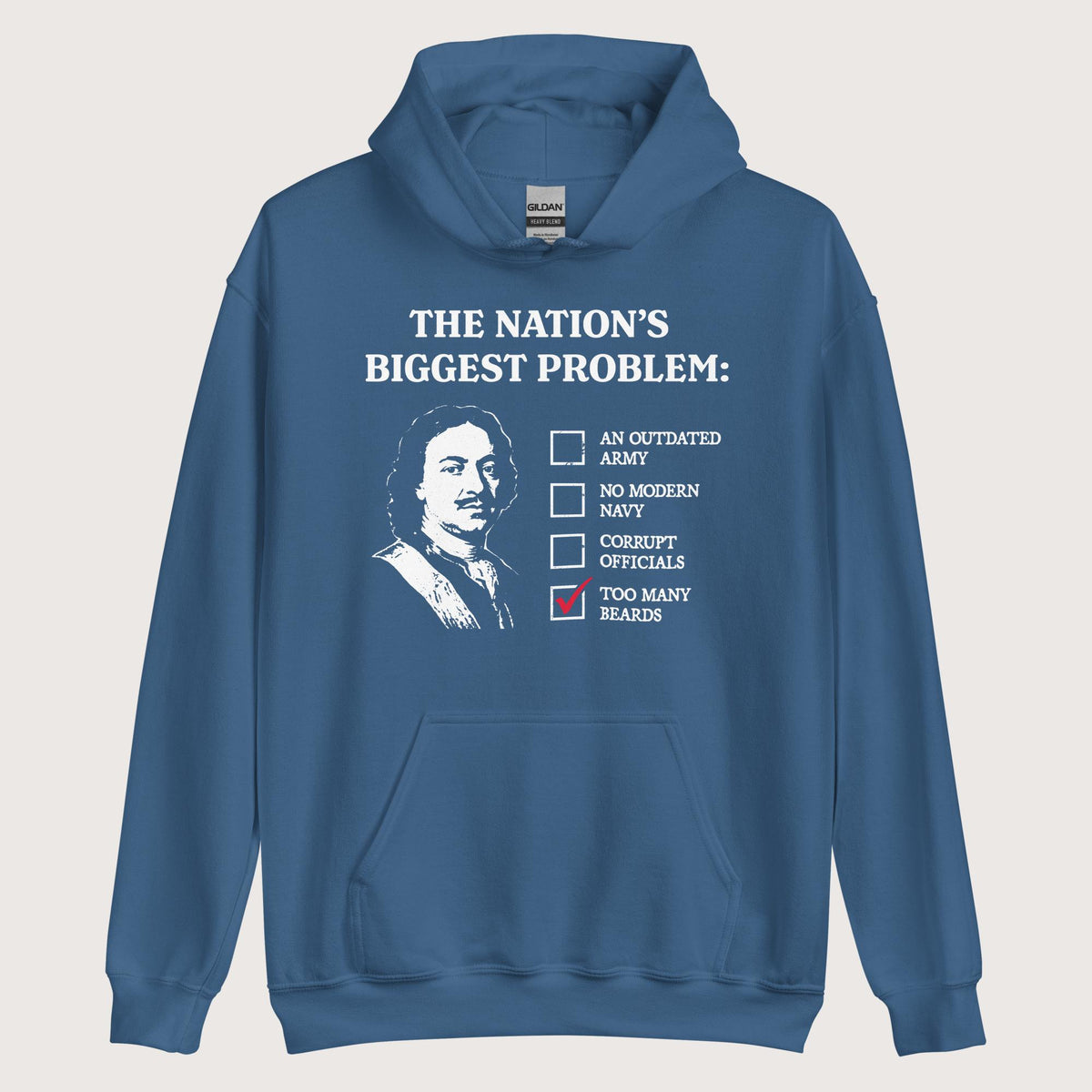 Indigo Blue Peter the Great's Beard Tax Hoodie - history buff gift by HistoHead