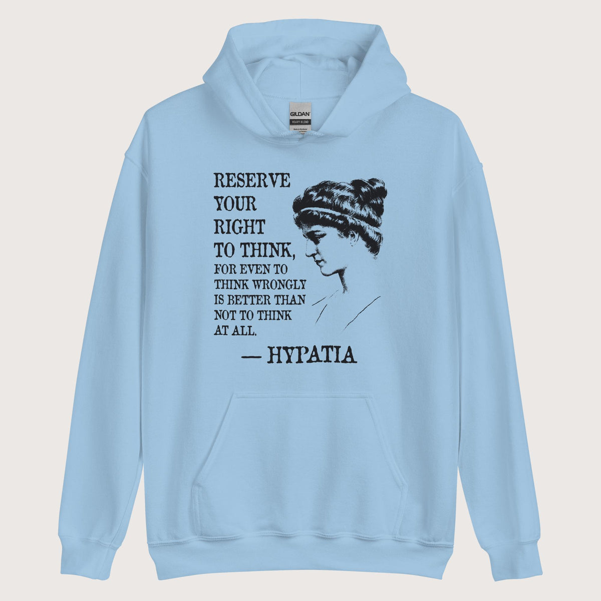 Light Blue Hypatia Quote Hoodie - history buff gift by HistoHead