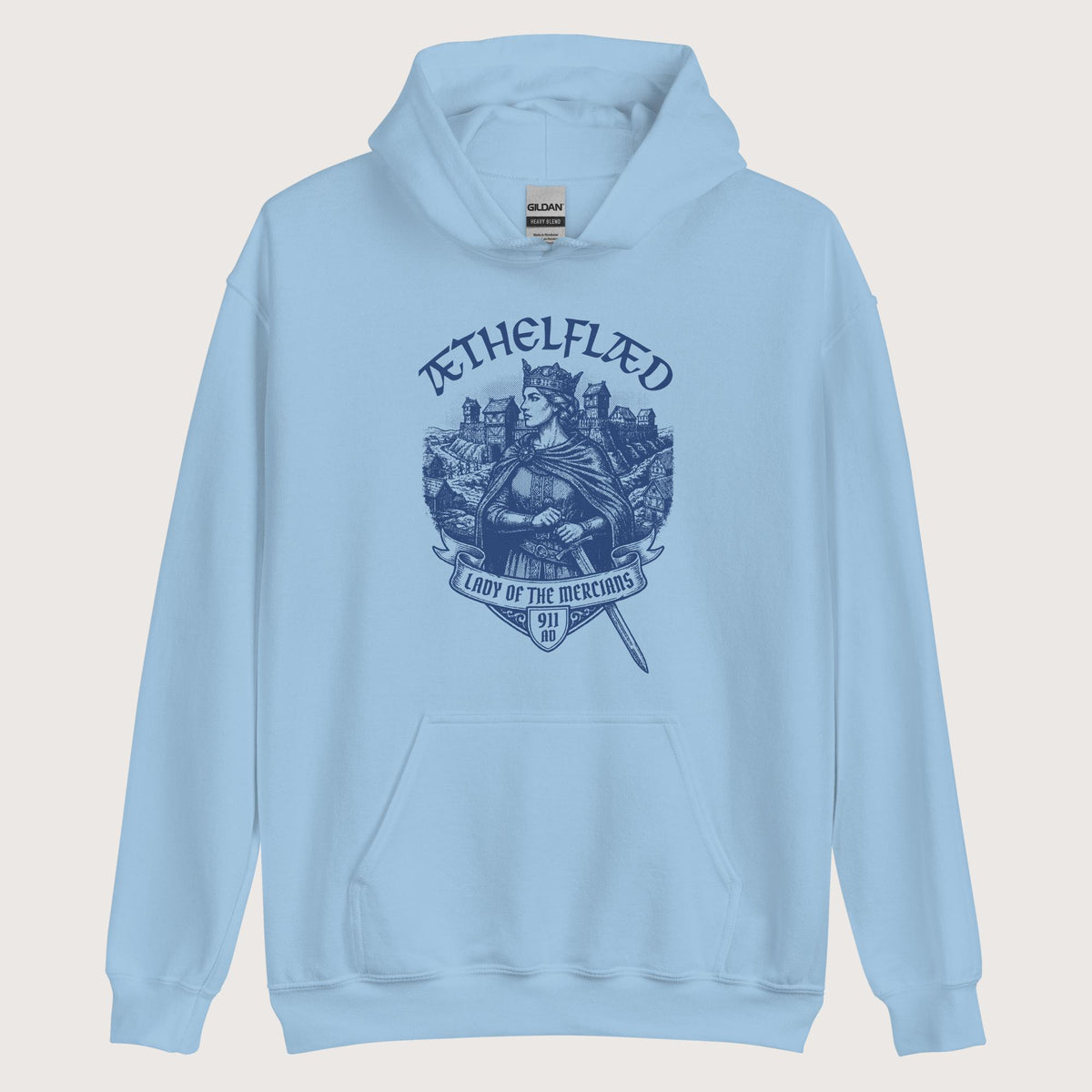 Light Blue Æthelflæd Lady of the Mercians Hoodie - history buff gift by HistoHead