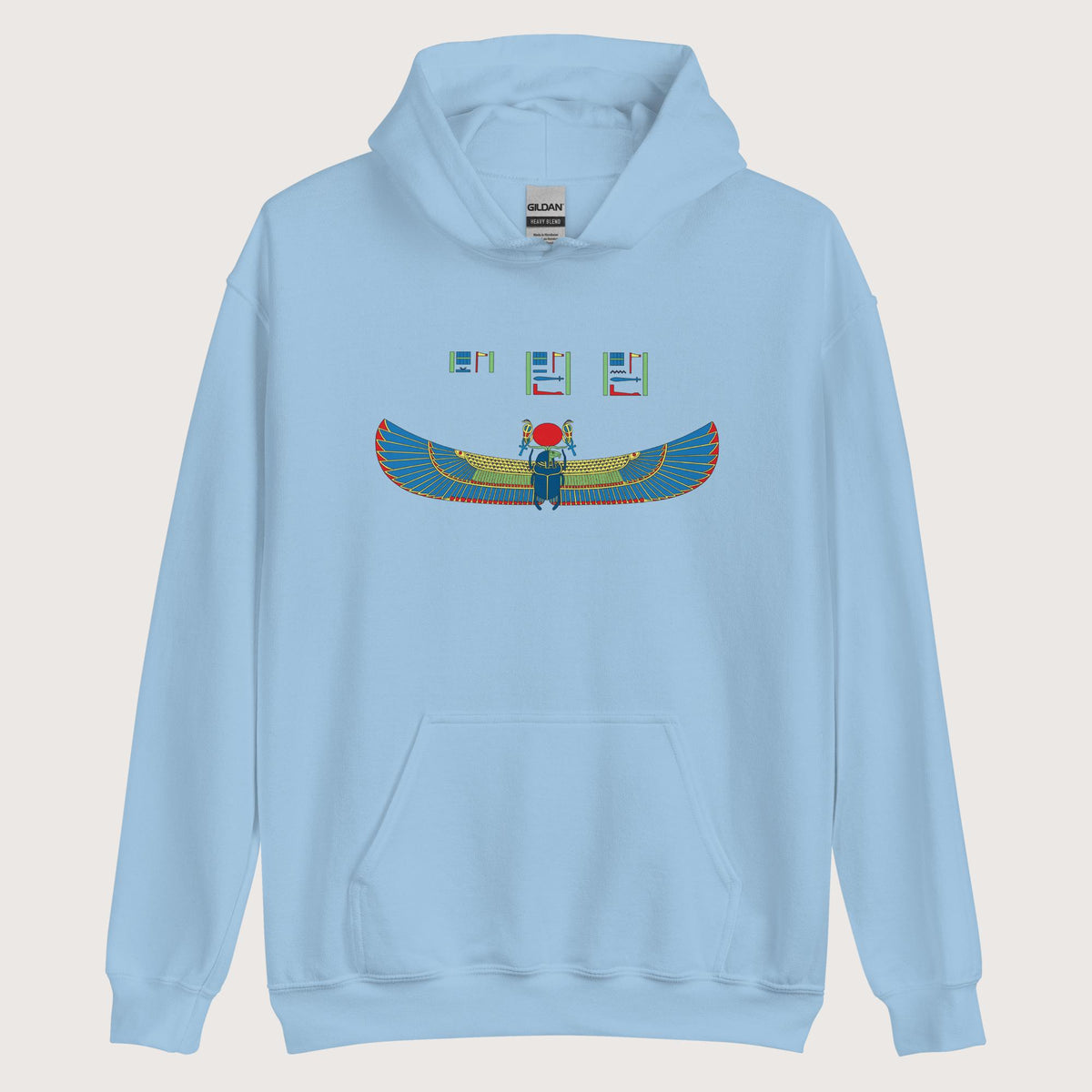 Light Blue Khnum Hieroglyphs Hoodie - history buff gift by HistoHead