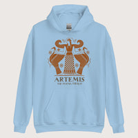 Light Blue Artemis the Potnia Theron Pottery Art Hoodie - history buff gift by HistoHead