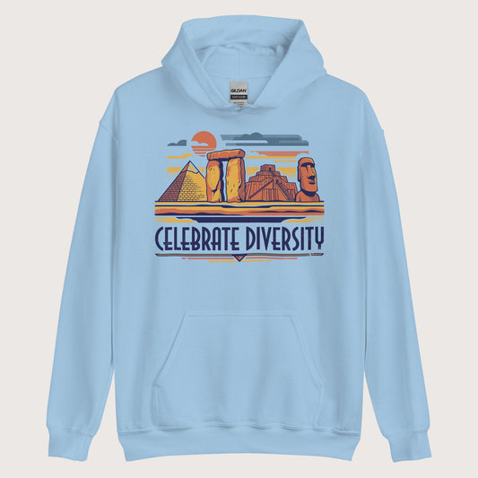 Light Blue Celebrate Diversity Stone Wonders Hoodie - history buff gift by HistoHead