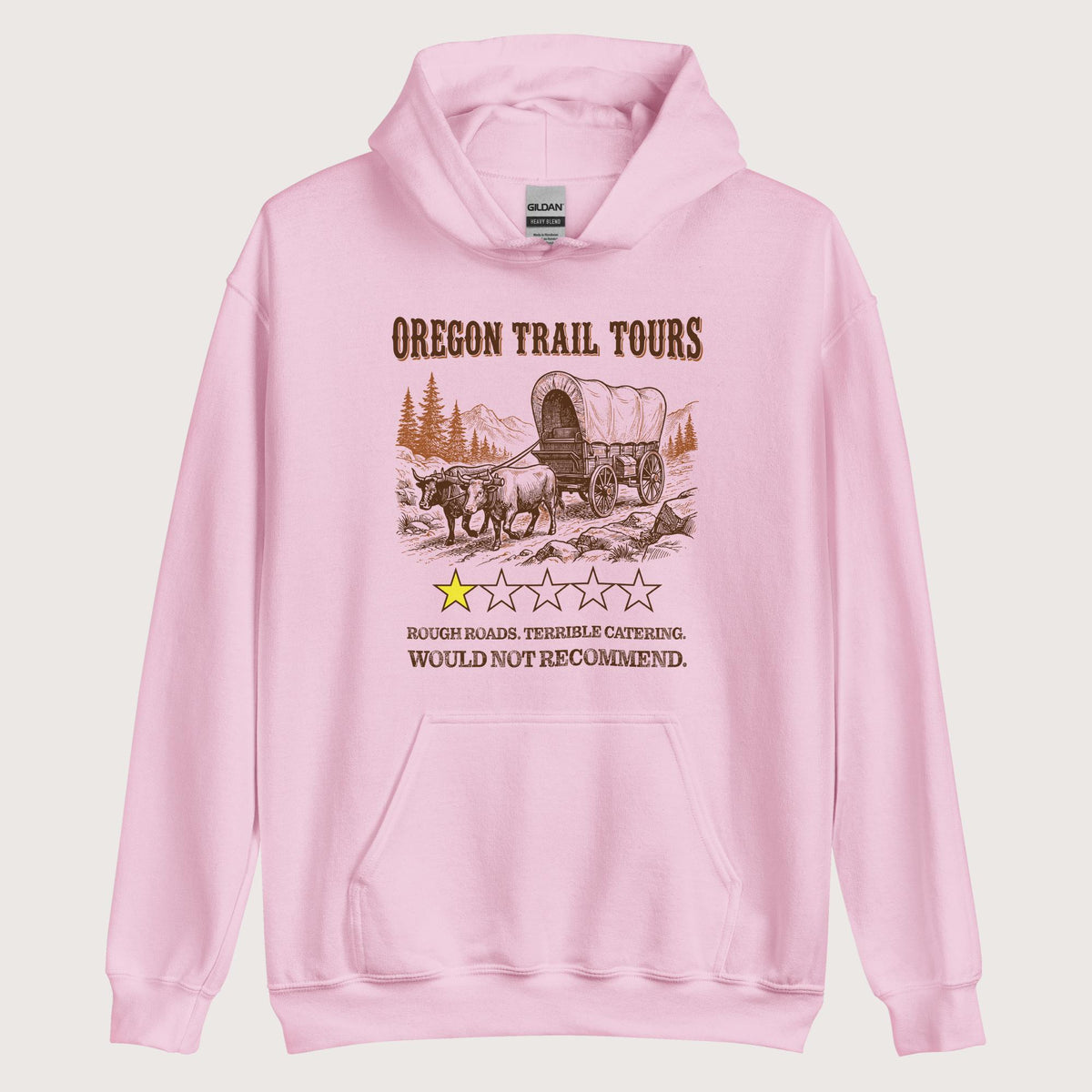 Light Pink Oregon Trail Tours Review Hoodie - history buff gift by HistoHead