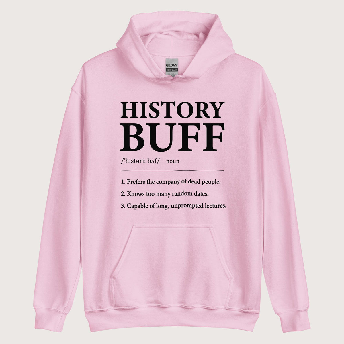 Light Pink History Buff Definition Hoodie - history buff gift by HistoHead