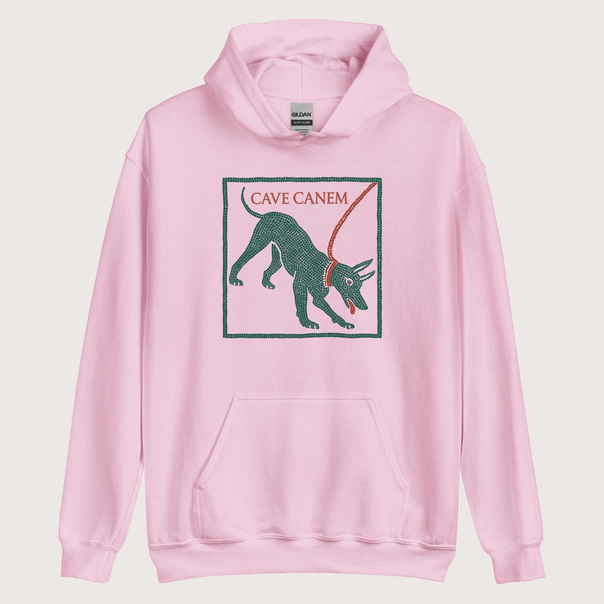 Light Pink Cave Canem Pompeii Mosaic Hoodie - history buff gift by HistoHead