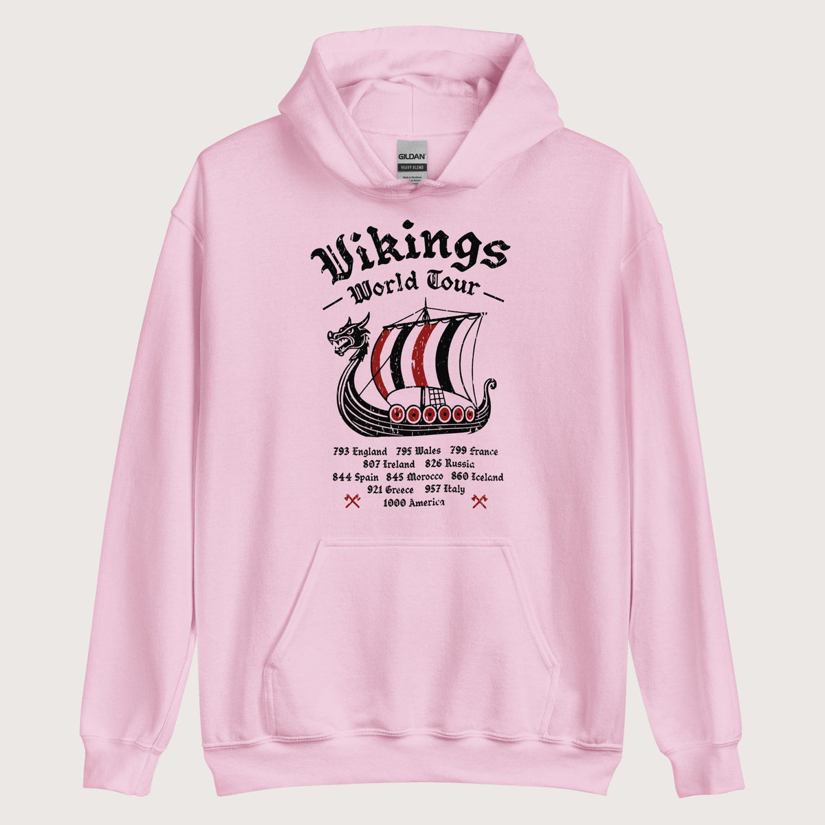 Light Pink Vikings World Tour Hoodie - history buff gift by HistoHead