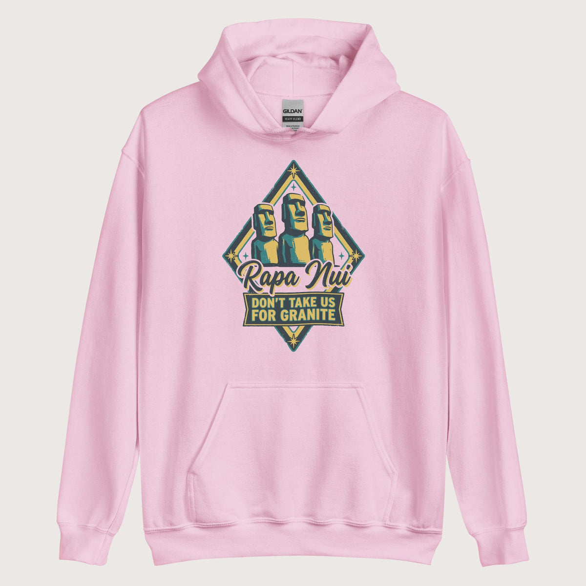 Light Pink Rapa Nui Moai Hoodie - history buff gift by HistoHead