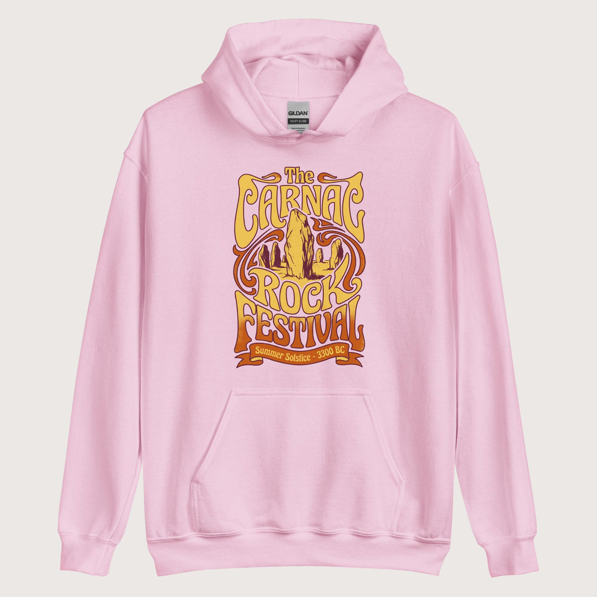 Light Pink Carnac Rock Festival Hoodie - history buff gift by HistoHead