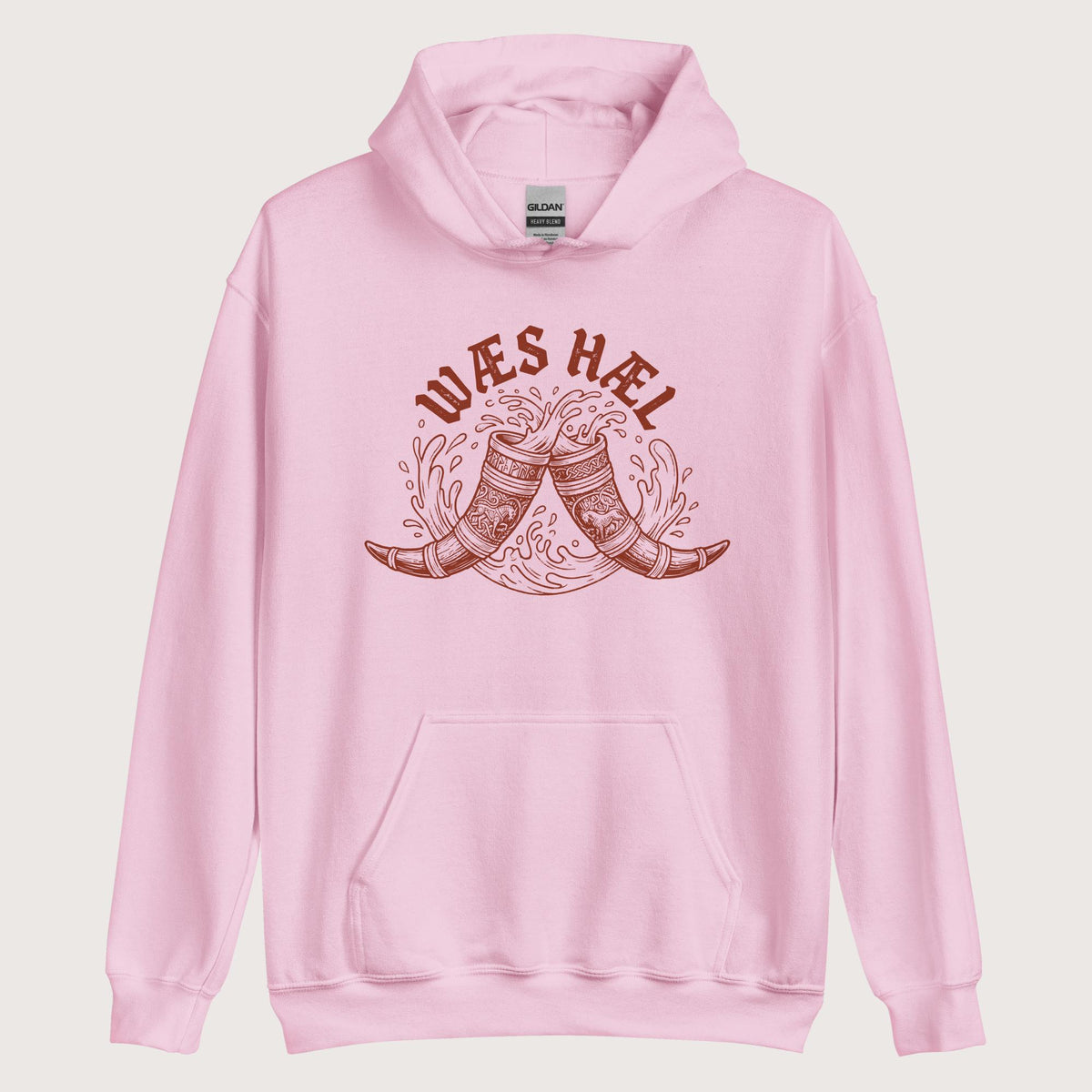 Light Pink Wæs Hæl Hoodie - history buff gift by HistoHead