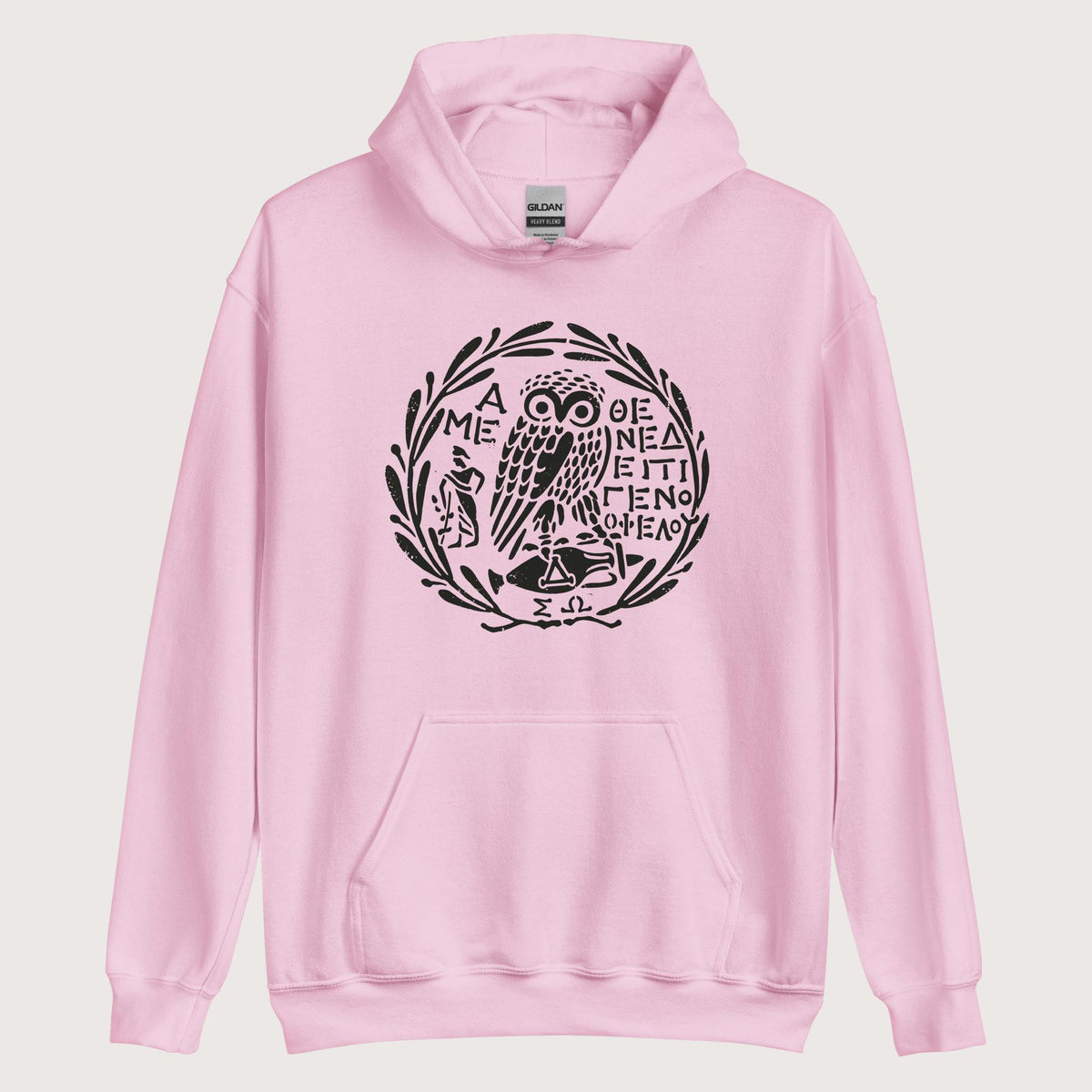 Light Pink Owl of Athena 2 Hoodie - history buff gift by HistoHead