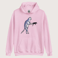 Light Pink Weird Medieval Cat's Mouse-Gun Hoodie - history buff gift by HistoHead