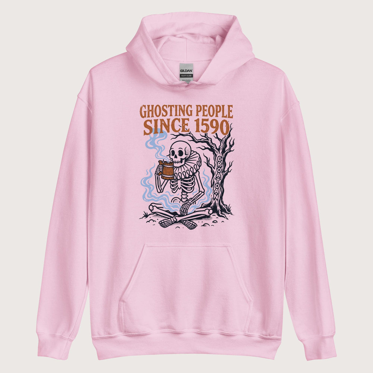 Light Pink Roanoke Colony Ghosting Since 1590 Hoodie - history buff gift by HistoHead