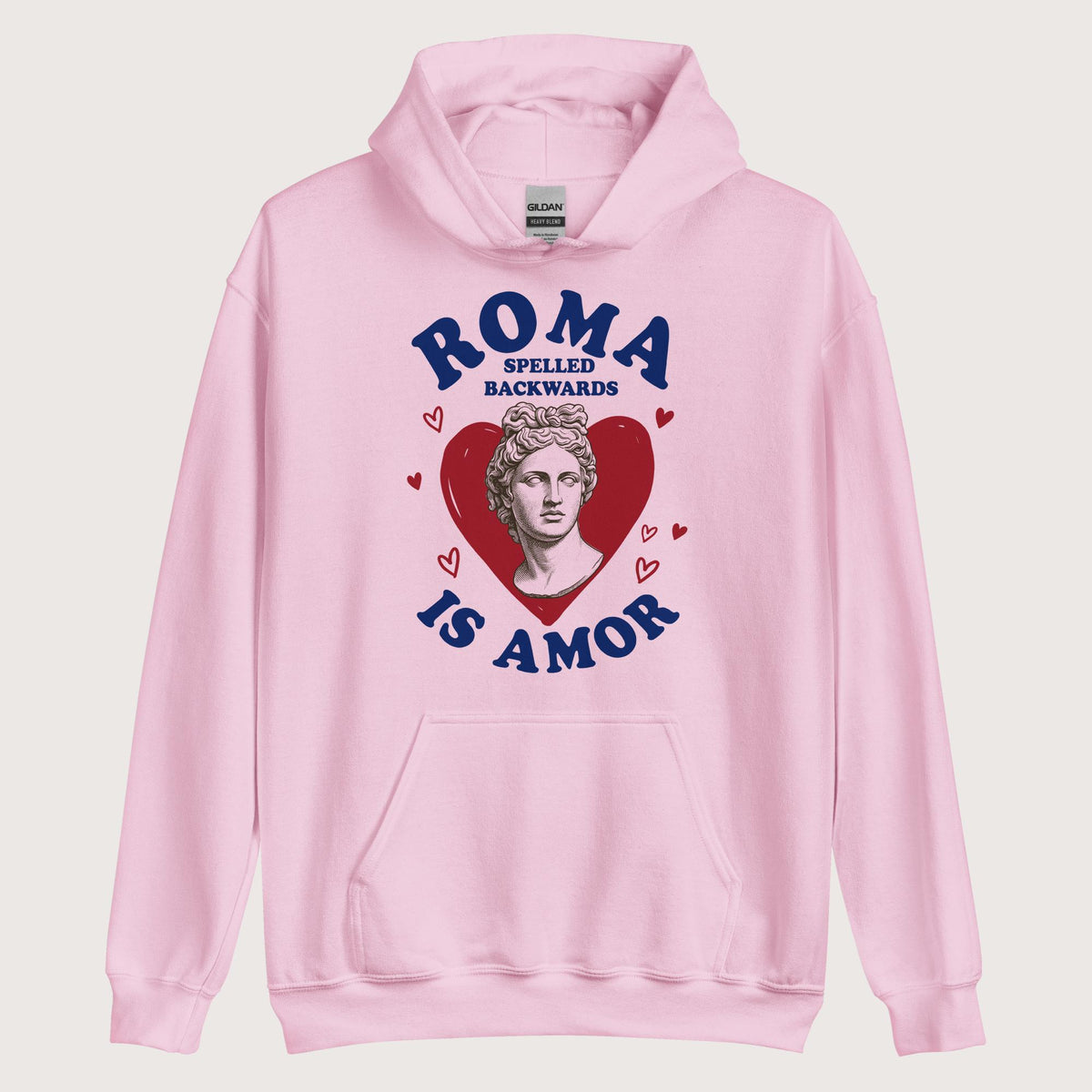 Light Pink Roma Spelled Backwards Is Amor Hoodie - history buff gift by HistoHead