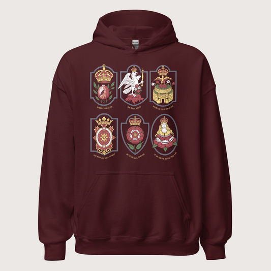 Maroon Six Wives Badges Hoodie - history buff gift by HistoHead