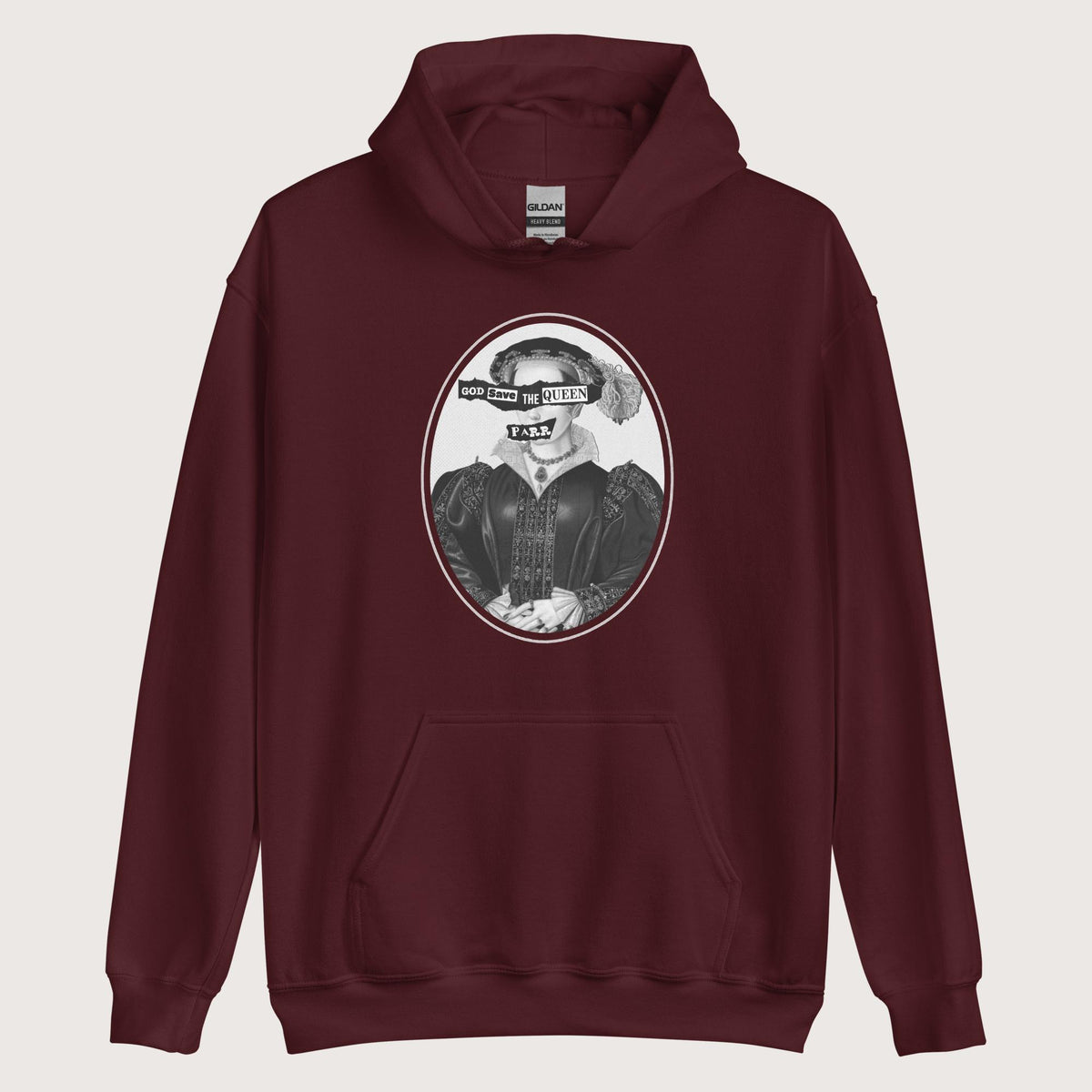 Maroon God Save the Queen Catherine Parr Hoodie - history buff gift by HistoHead