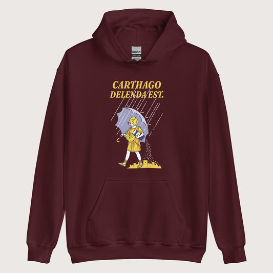 Maroon Carthago Delenda Est Salt Girl Hoodie - history buff gift by HistoHead