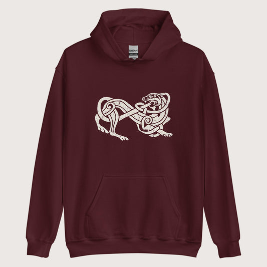 Maroon Norse Lion Hoodie - history buff gift by HistoHead