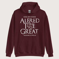 Maroon Alfred the Great Scholar King Hoodie - history buff gift by HistoHead