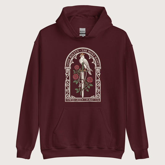 Maroon Anne Boleyn Falcon Hoodie - history buff gift by HistoHead