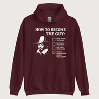 Maroon Guy Fawkes How to Become the Guy Hoodie - history buff gift by HistoHead
