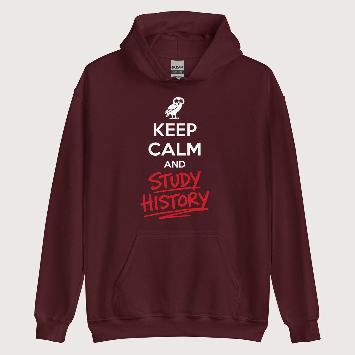 Maroon Keep Calm and Study History Hoodie - history buff gift by HistoHead