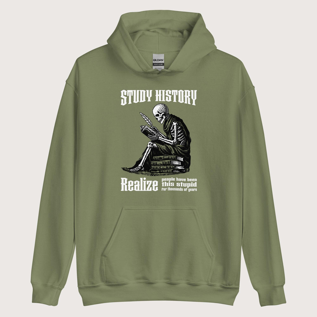 Military Green Study History Hoodie - history buff gift by HistoHead