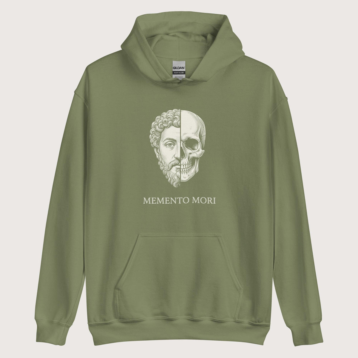 Military Green Marcus Aurelius Skull Hoodie - history buff gift by HistoHead