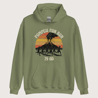 Military Green Pompeii Fun Run Retro Hoodie - history buff gift by HistoHead