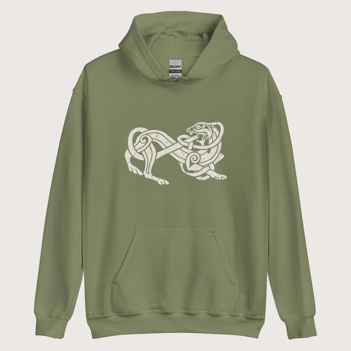 Military Green Norse Lion Hoodie - history buff gift by HistoHead