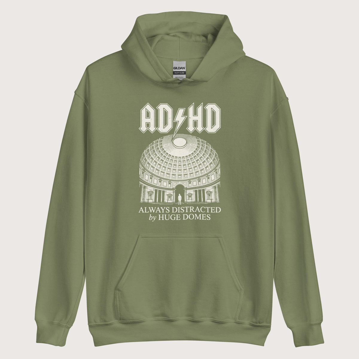 Military Green Always Distracted by Huge Domes Hoodie - history buff gift by HistoHead
