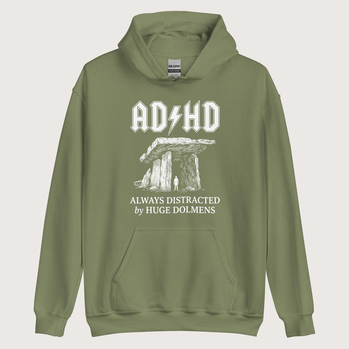 Military Green Always Distracted by Huge Dolmens Hoodie - history buff gift by HistoHead