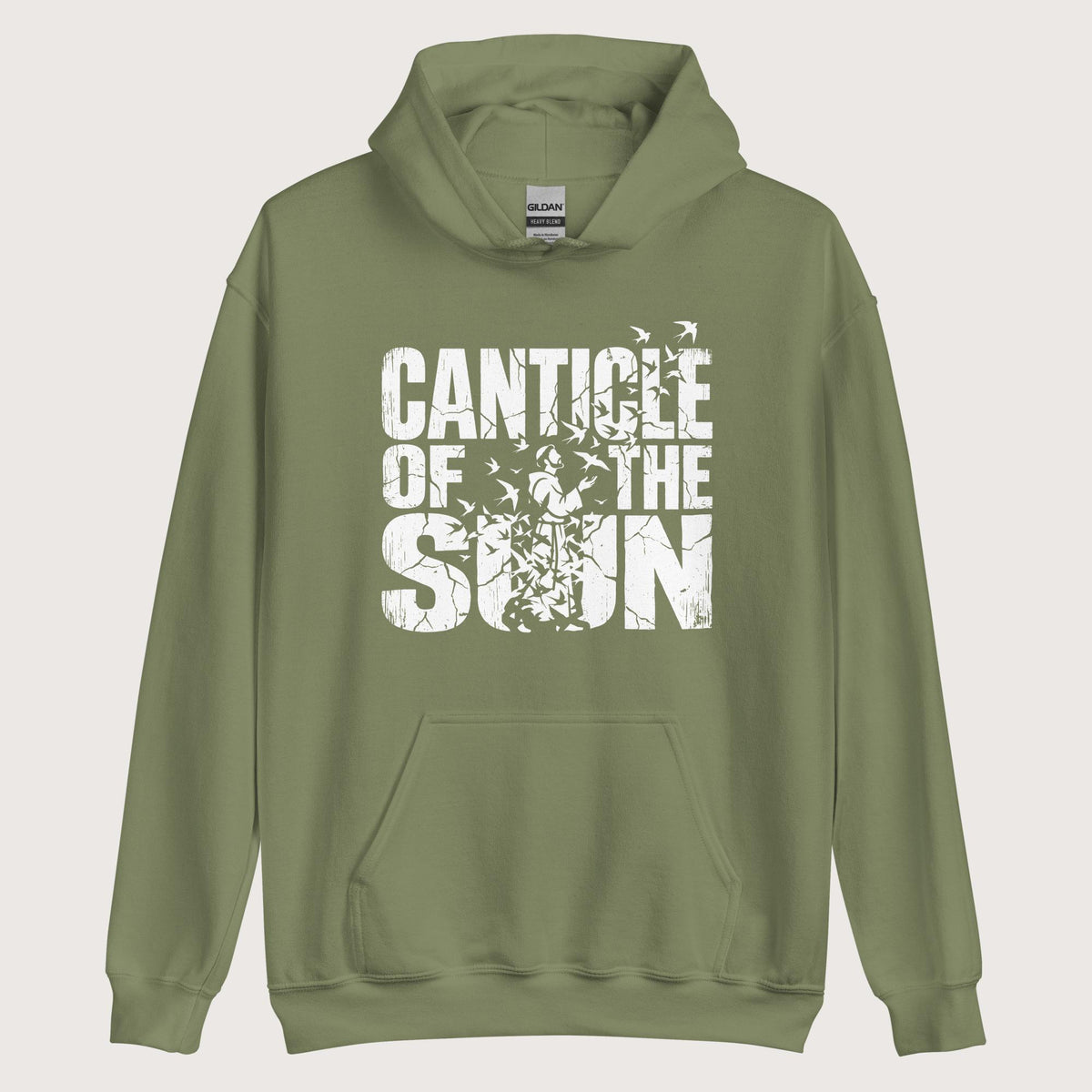 Military Green Canticle of the Sun Saint Francis of Assisi Birds Hoodie - history buff gift by HistoHead