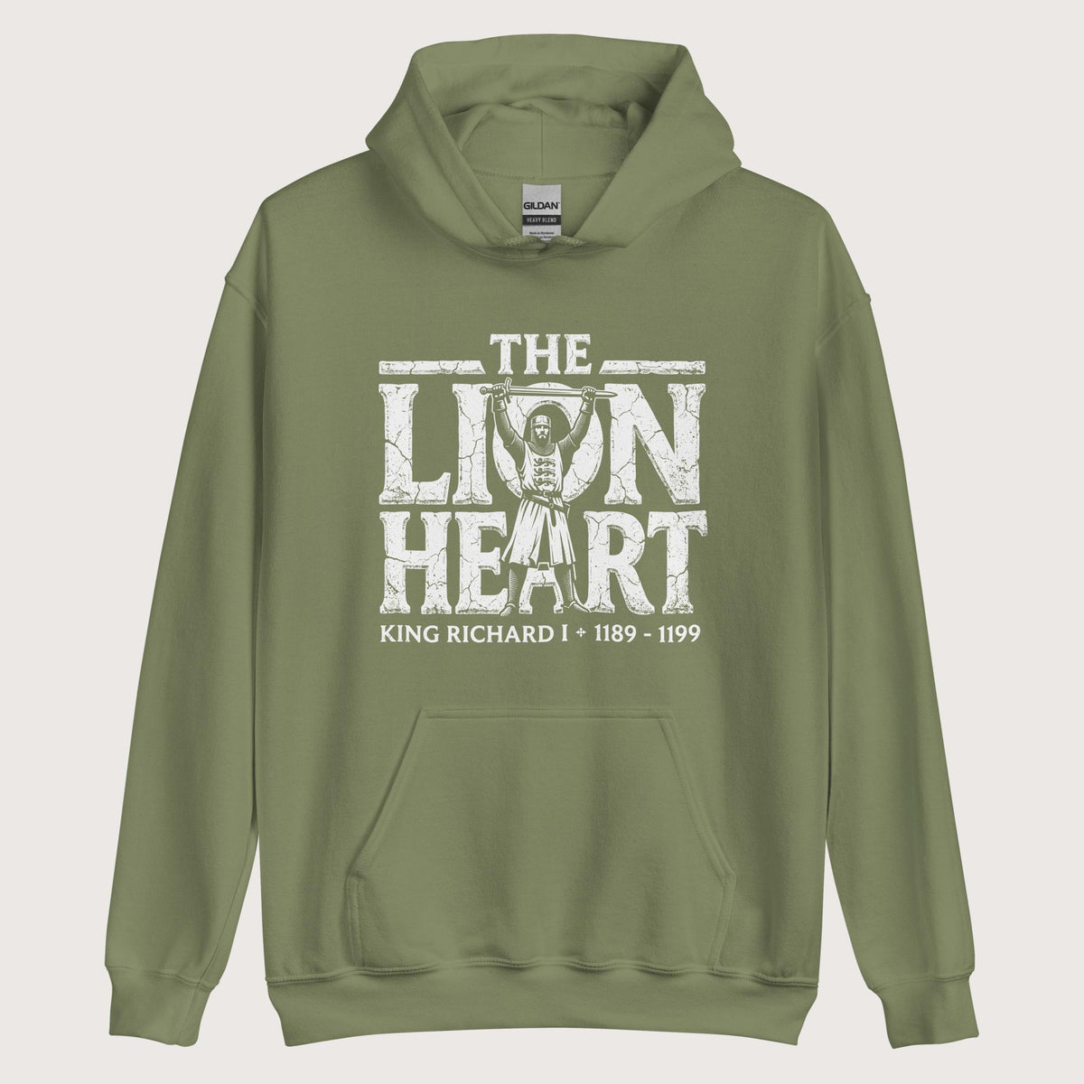 Military Green Richard the Lionheart Hoodie - history buff gift by HistoHead
