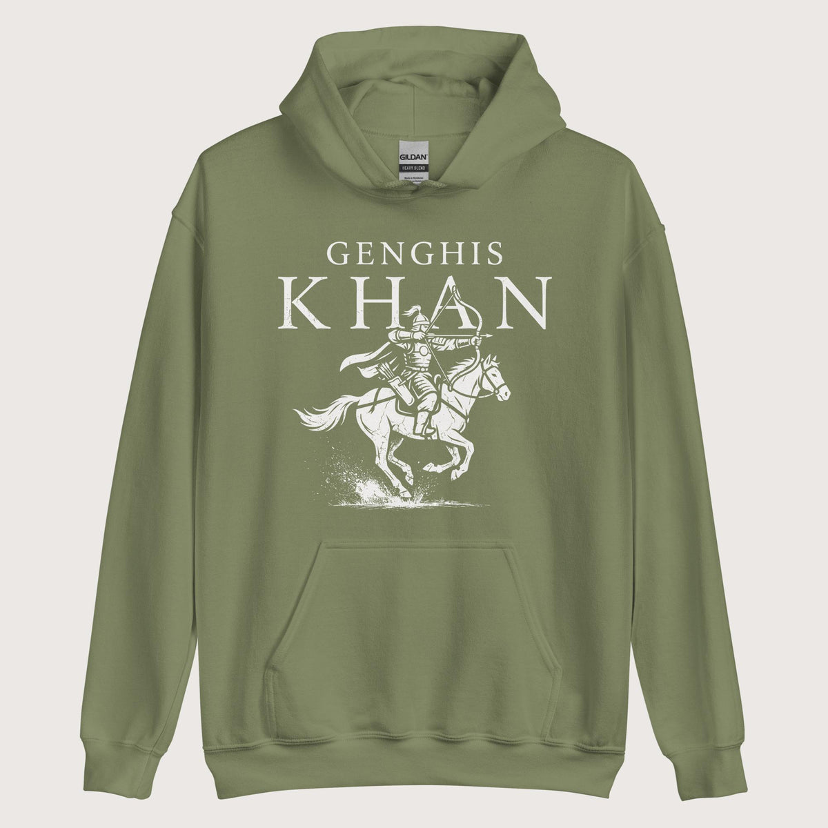 Military Green Genghis Khan Hoodie - history buff gift by HistoHead