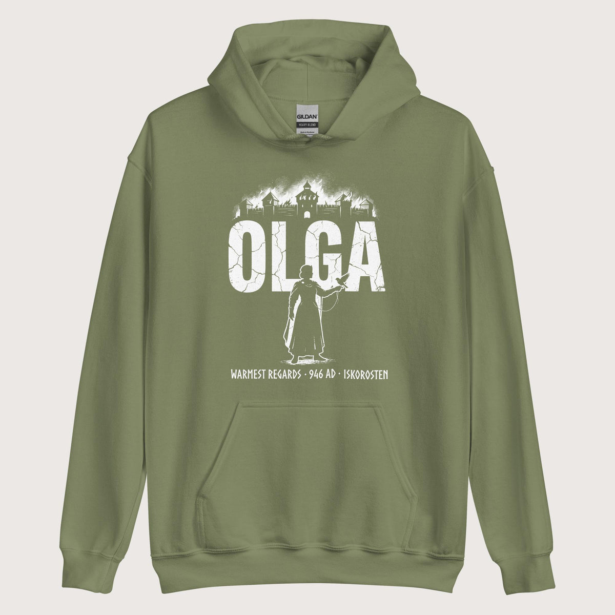 Military Green Olga of Kiev Warmest Regards Hoodie - history buff gift by HistoHead