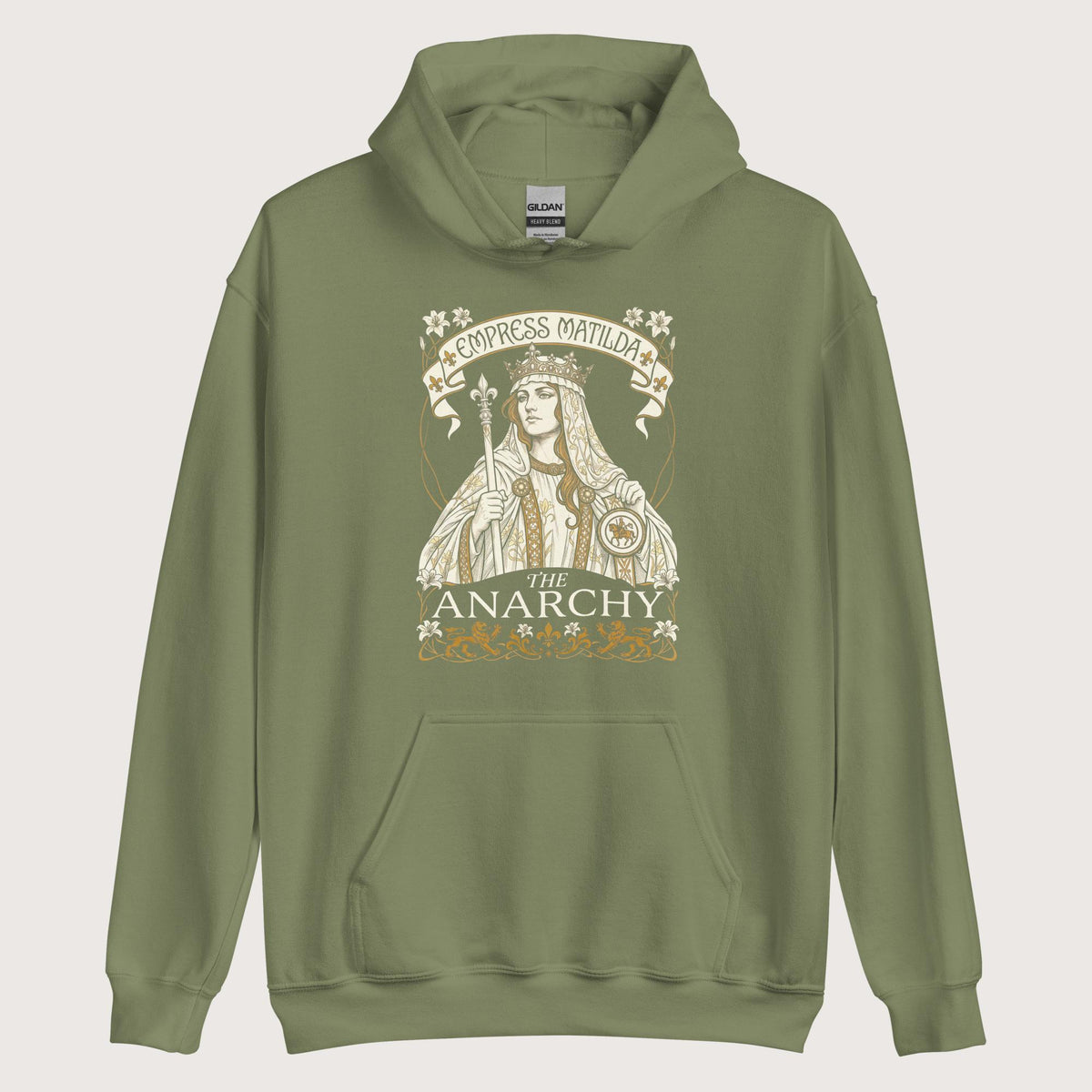 Military Green Empress Matilda The Anarchy Hoodie - history buff gift by HistoHead