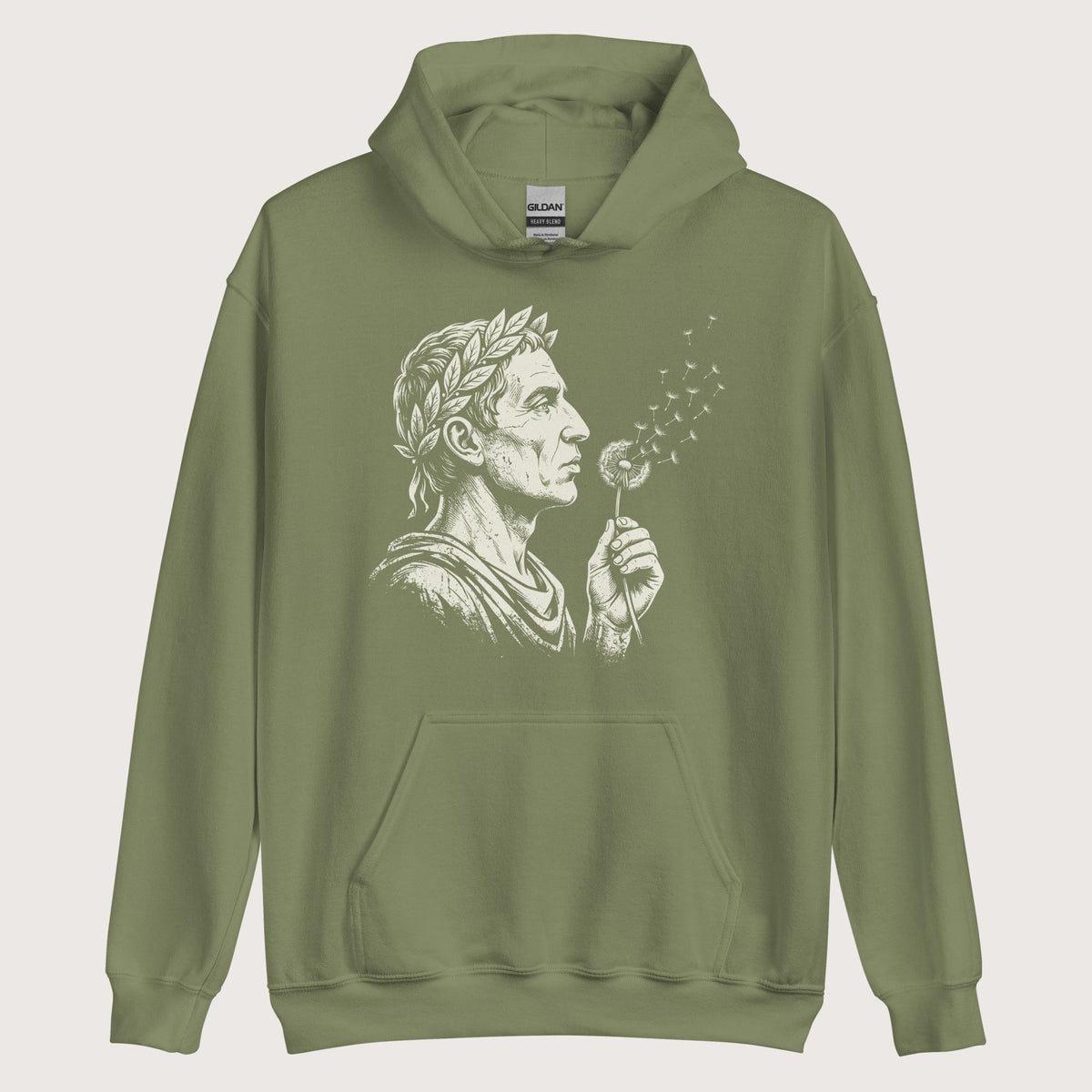 Military Green Caesar Blowing Wishes Hoodie - history buff gift by HistoHead