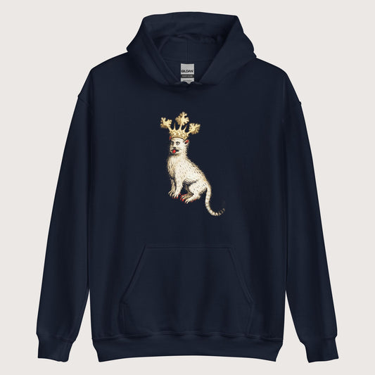Navy Medieval Cat King Hoodie - history buff gift by HistoHead