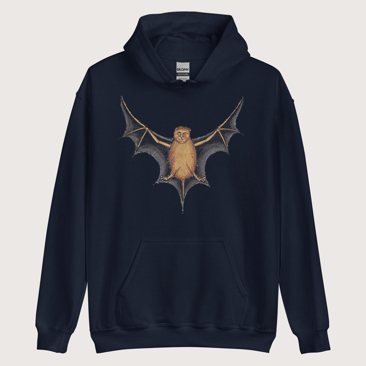 Navy Weird Medieval Bat Hoodie - history buff gift by HistoHead