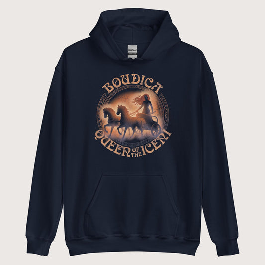 Navy Boudica Queen of the Iceni Hoodie - history buff gift by HistoHead