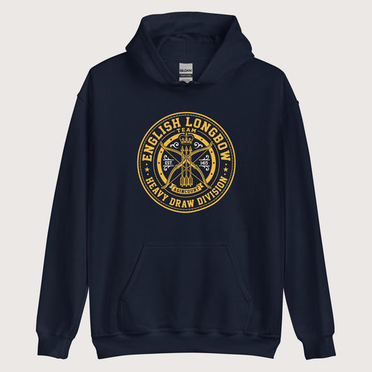 Navy English Longbow Heavy Draw Division Hoodie - history buff gift by HistoHead