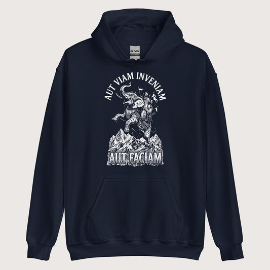 Navy Aut Viam Inveniam Hannibal Quote Hoodie - history buff gift by HistoHead