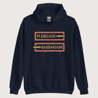 Navy Mosaic Plebeians or Barbarians Hoodie - history buff gift by HistoHead