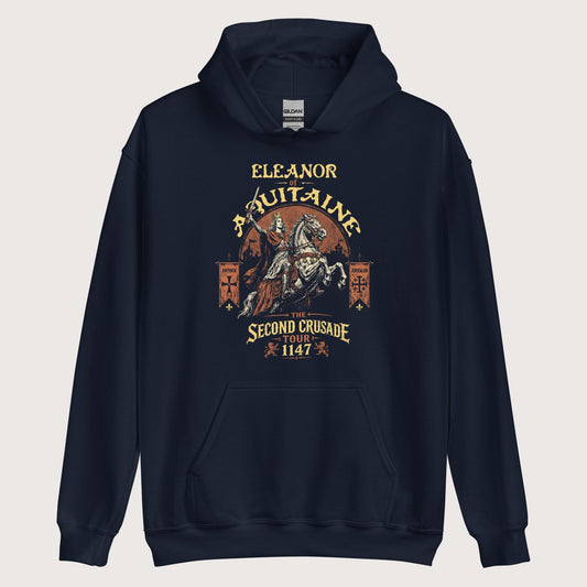 Navy Eleanor of Aquitaine Second Crusade Tour Hoodie - history buff gift by HistoHead
