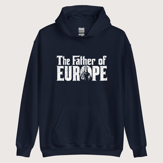 Navy Charlemagne The Father of Europe Hoodie - history buff gift by HistoHead