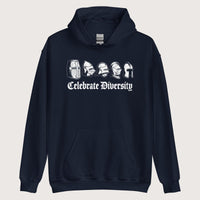 Navy Celebrate Diversity Medieval Helmets Edition Hoodie - history buff gift by HistoHead