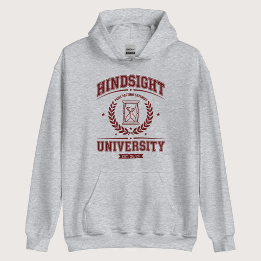 Sport Grey Hindsight University Hoodie - history buff gift by HistoHead