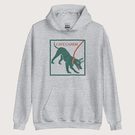 Sport Grey Cave Canem Pompeii Mosaic Hoodie - history buff gift by HistoHead