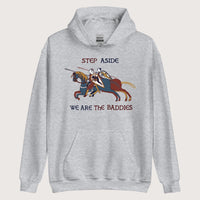 Sport Grey Bayeux Tapestry Step Aside We Are the Baddies Hoodie - history buff gift by HistoHead