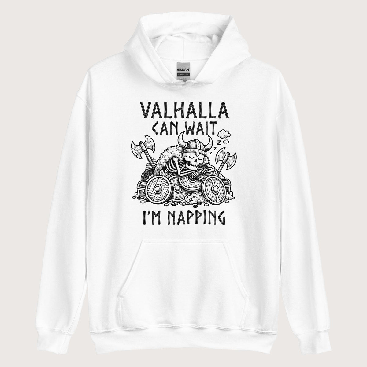 White Valhalla Can Wait Hoodie - history buff gift by HistoHead